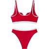 imageSUUKSESS Women Cutout Bikini Sets Push Up High Waisted Swimsuits 2 Piece68 Red White Color Block