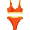imageSUUKSESS Women Cutout Bikini Sets Push Up High Waisted Swimsuits 2 Piece68 Yellow Orange Color Block