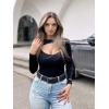 imageSUUKSESS Women Cutout Seamless Ribbed Bodysuit Long Sleeve Tank Top With Bra1 Black Brown