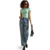 imageSUUKSESS Women Double Lined Fitted Basic Tee Crew Neck Short Sleeve Y2K Crop TopAqua