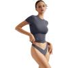 imageSUUKSESS Women Double Lined Fitted Basic Tee Crew Neck Short Sleeve Y2K Crop TopAsh