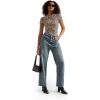 imageSUUKSESS Women Double Lined Fitted Basic Tee Crew Neck Short Sleeve Y2K Crop TopCheetah