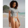 imageSUUKSESS Women Double Lined Fitted Basic Tee Crew Neck Short Sleeve Y2K Crop TopGray