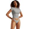 imageSUUKSESS Women Double Lined Fitted Basic Tee Crew Neck Short Sleeve Y2K Crop TopGray