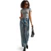 imageSUUKSESS Women Double Lined Fitted Basic Tee Crew Neck Short Sleeve Y2K Crop TopGray