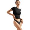imageSUUKSESS Women Double Lined Fitted Basic Tee Crew Neck Short Sleeve Y2K Crop TopJet Black