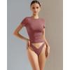 imageSUUKSESS Women Double Lined Fitted Basic Tee Crew Neck Short Sleeve Y2K Crop TopMarsala