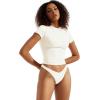 imageSUUKSESS Women Double Lined Fitted Basic Tee Crew Neck Short Sleeve Y2K Crop TopPearl