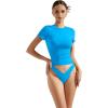 imageSUUKSESS Women Double Lined Fitted Basic Tee Crew Neck Short Sleeve Y2K Crop TopRoyal Blue