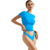 imageSUUKSESS Women Double Lined Fitted Basic Tee Crew Neck Short Sleeve Y2K Crop TopRoyal Blue