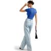 imageSUUKSESS Women Double Lined Fitted Basic Tee Crew Neck Short Sleeve Y2K Crop TopSapphire