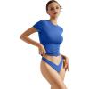 imageSUUKSESS Women Double Lined Fitted Basic Tee Crew Neck Short Sleeve Y2K Crop TopSapphire