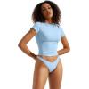 imageSUUKSESS Women Double Lined Fitted Basic Tee Crew Neck Short Sleeve Y2K Crop TopSky Blue