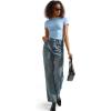 imageSUUKSESS Women Double Lined Fitted Basic Tee Crew Neck Short Sleeve Y2K Crop TopSky Blue