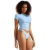imageSUUKSESS Women Double Lined Fitted Basic Tee Crew Neck Short Sleeve Y2K Crop TopSky Blue