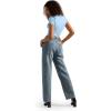 imageSUUKSESS Women Double Lined Fitted Basic Tee Crew Neck Short Sleeve Y2K Crop TopSky Blue