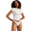imageSUUKSESS Women Double Lined Fitted Basic Tee Crew Neck Short Sleeve Y2K Crop TopSnow White