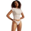 imageSUUKSESS Women Double Lined Fitted Basic Tee Crew Neck Short Sleeve Y2K Crop TopSoft Sand