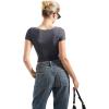 imageSUUKSESS Women Double Lined Fitted Basic Tee Scoop Neck Short Sleeve Y2K Crop TopAsh