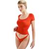 imageSUUKSESS Women Double Lined Fitted Basic Tee Scoop Neck Short Sleeve Y2K Crop TopDream Red