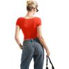 imageSUUKSESS Women Double Lined Fitted Basic Tee Scoop Neck Short Sleeve Y2K Crop TopDream Red