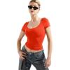 imageSUUKSESS Women Double Lined Fitted Basic Tee Scoop Neck Short Sleeve Y2K Crop TopDream Red