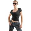 imageSUUKSESS Women Double Lined Fitted Basic Tee Scoop Neck Short Sleeve Y2K Crop TopJet Black
