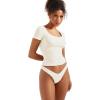 imageSUUKSESS Women Double Lined Fitted Basic Tee Scoop Neck Short Sleeve Y2K Crop TopPearl