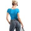 imageSUUKSESS Women Double Lined Fitted Basic Tee Scoop Neck Short Sleeve Y2K Crop TopRoyal Blue