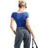 imageSUUKSESS Women Double Lined Fitted Basic Tee Scoop Neck Short Sleeve Y2K Crop TopSapphire