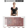imageSUUKSESS Women Double Lined Fitted Basic Tee Sexy V Neck Short Sleeve Y2K Crop TopAsh