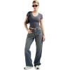 imageSUUKSESS Women Double Lined Fitted Basic Tee Sexy V Neck Short Sleeve Y2K Crop TopAsh
