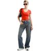 imageSUUKSESS Women Double Lined Fitted Basic Tee Sexy V Neck Short Sleeve Y2K Crop TopDream Red
