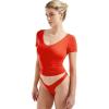imageSUUKSESS Women Double Lined Fitted Basic Tee Sexy V Neck Short Sleeve Y2K Crop TopDream Red