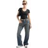 imageSUUKSESS Women Double Lined Fitted Basic Tee Sexy V Neck Short Sleeve Y2K Crop TopJet Black