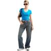 imageSUUKSESS Women Double Lined Fitted Basic Tee Sexy V Neck Short Sleeve Y2K Crop TopRoyal Blue