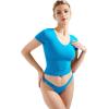 imageSUUKSESS Women Double Lined Fitted Basic Tee Sexy V Neck Short Sleeve Y2K Crop TopRoyal Blue