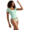imageSUUKSESS Women Double Lined Fitted Basic Tee Square Neck Short Sleeve Y2K Crop TopAqua