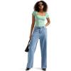 imageSUUKSESS Women Double Lined Fitted Basic Tee Square Neck Short Sleeve Y2K Crop TopAqua