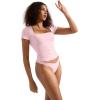 imageSUUKSESS Women Double Lined Fitted Basic Tee Square Neck Short Sleeve Y2K Crop TopBlush