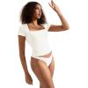 imageSUUKSESS Women Double Lined Fitted Basic Tee Square Neck Short Sleeve Y2K Crop TopPearl
