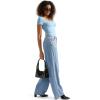 imageSUUKSESS Women Double Lined Fitted Basic Tee Square Neck Short Sleeve Y2K Crop TopSky Blue