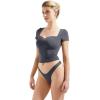imageSUUKSESS Women Double Lined Fitted Basic Tee Sweetheart Neck Short Sleeve Y2K Crop TopAsh