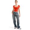 imageSUUKSESS Women Double Lined Fitted Basic Tee Sweetheart Neck Short Sleeve Y2K Crop TopDream Red