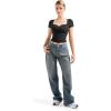 imageSUUKSESS Women Double Lined Fitted Basic Tee Sweetheart Neck Short Sleeve Y2K Crop TopJet Black