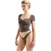 imageSUUKSESS Women Double Lined Fitted Basic Tee Sweetheart Neck Short Sleeve Y2K Crop TopMocha