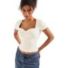 imageSUUKSESS Women Double Lined Fitted Basic Tee Sweetheart Neck Short Sleeve Y2K Crop TopPearl