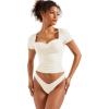 imageSUUKSESS Women Double Lined Fitted Basic Tee Sweetheart Neck Short Sleeve Y2K Crop TopPearl