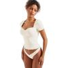 imageSUUKSESS Women Double Lined Fitted Basic Tee Sweetheart Neck Short Sleeve Y2K Crop TopPearl