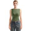 imageSUUKSESS Women Double Lined Going Out Basic Tank Tops Ruched Summer T ShirtsArmy Green